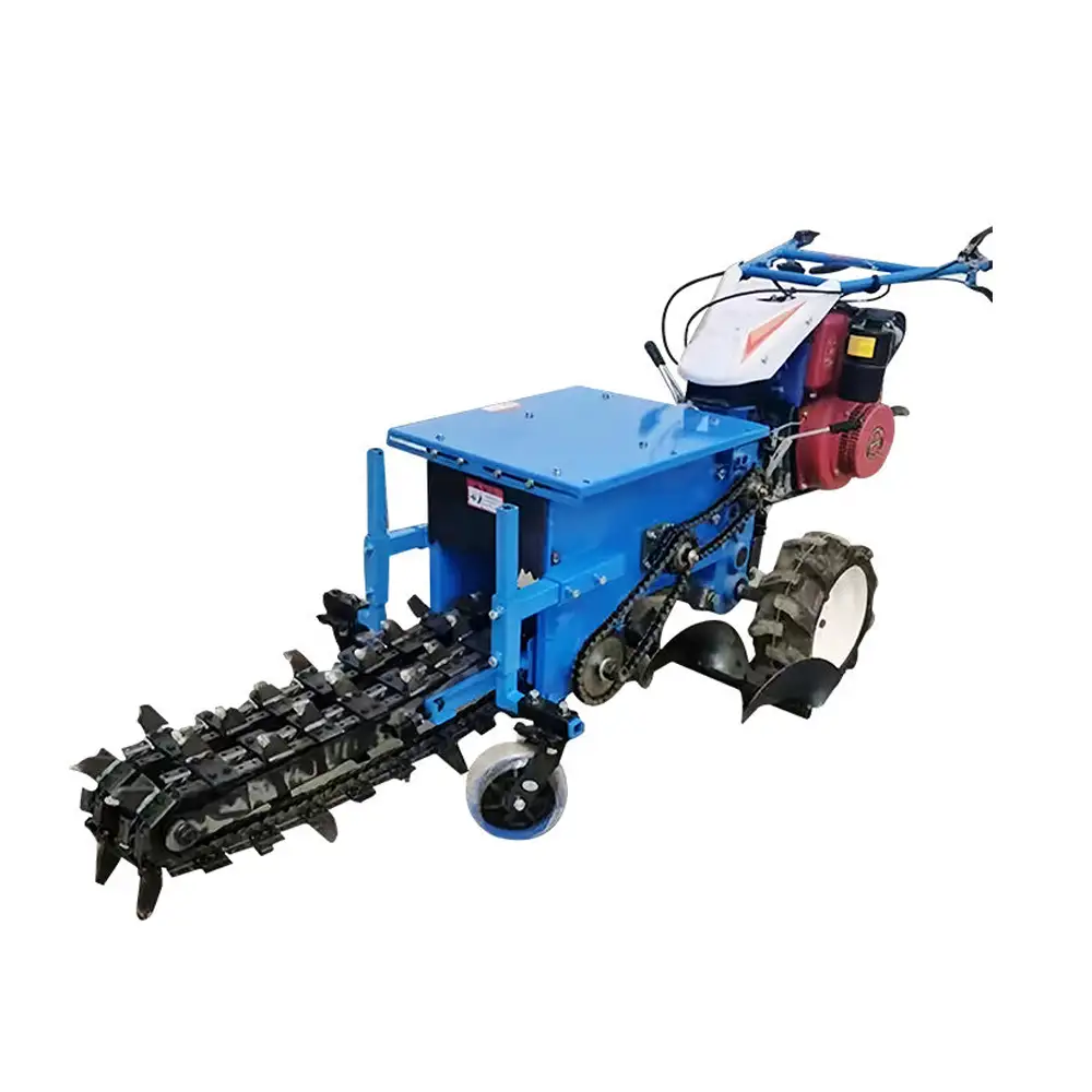 Mini Ditching Chain Trencher, Agricultural Hand-held Planting Trencher, Self-walking Chain Ditching M