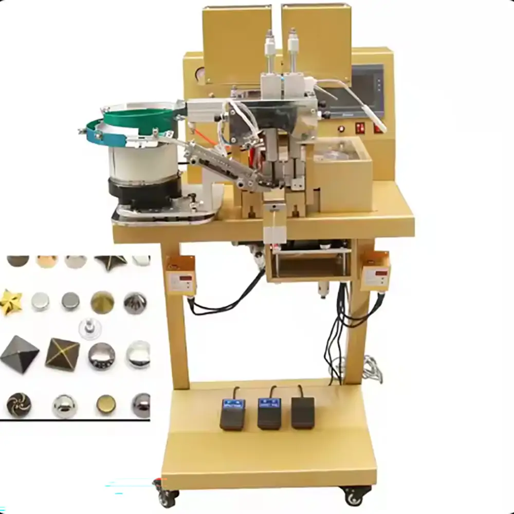 Automatic Double-Needle Double-Thread Button Attacher, Pedal-Operated Industrial Sewing Machine