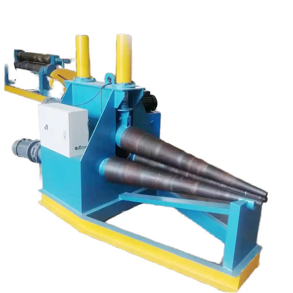 Automatic Hydraulic Three Roller Shaft Iron Sheet Cone Rolling Machine for Carbon Steel Tapered Rolling Iron
