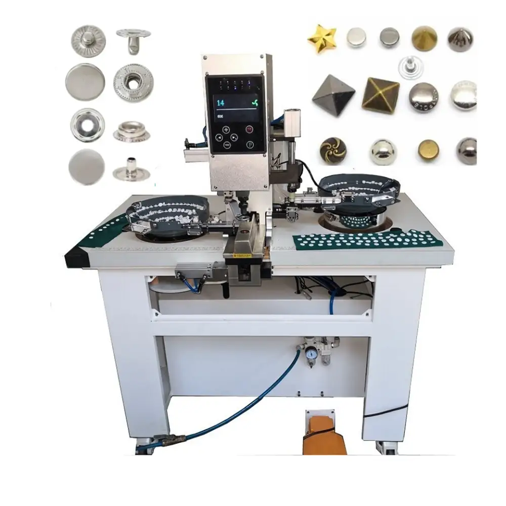Fully Automatic 4 Part Snap Botton Jeans Metal Button Attaching Rivet Hand Press Machine Male Female