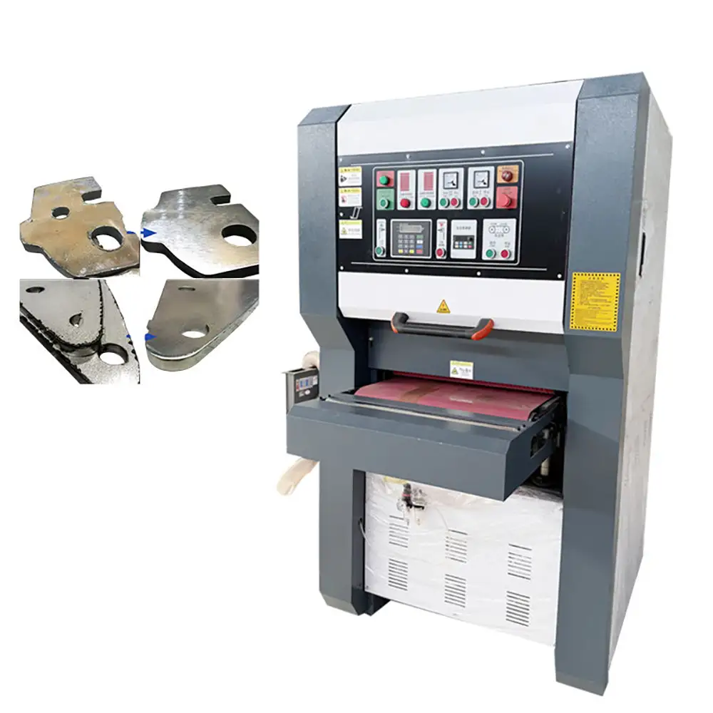 Laser Cut Parts Edge Rounding Surface Finishing Machine with Abrasive Belt & Universal Wheel Metal Steel Sheet Polisher