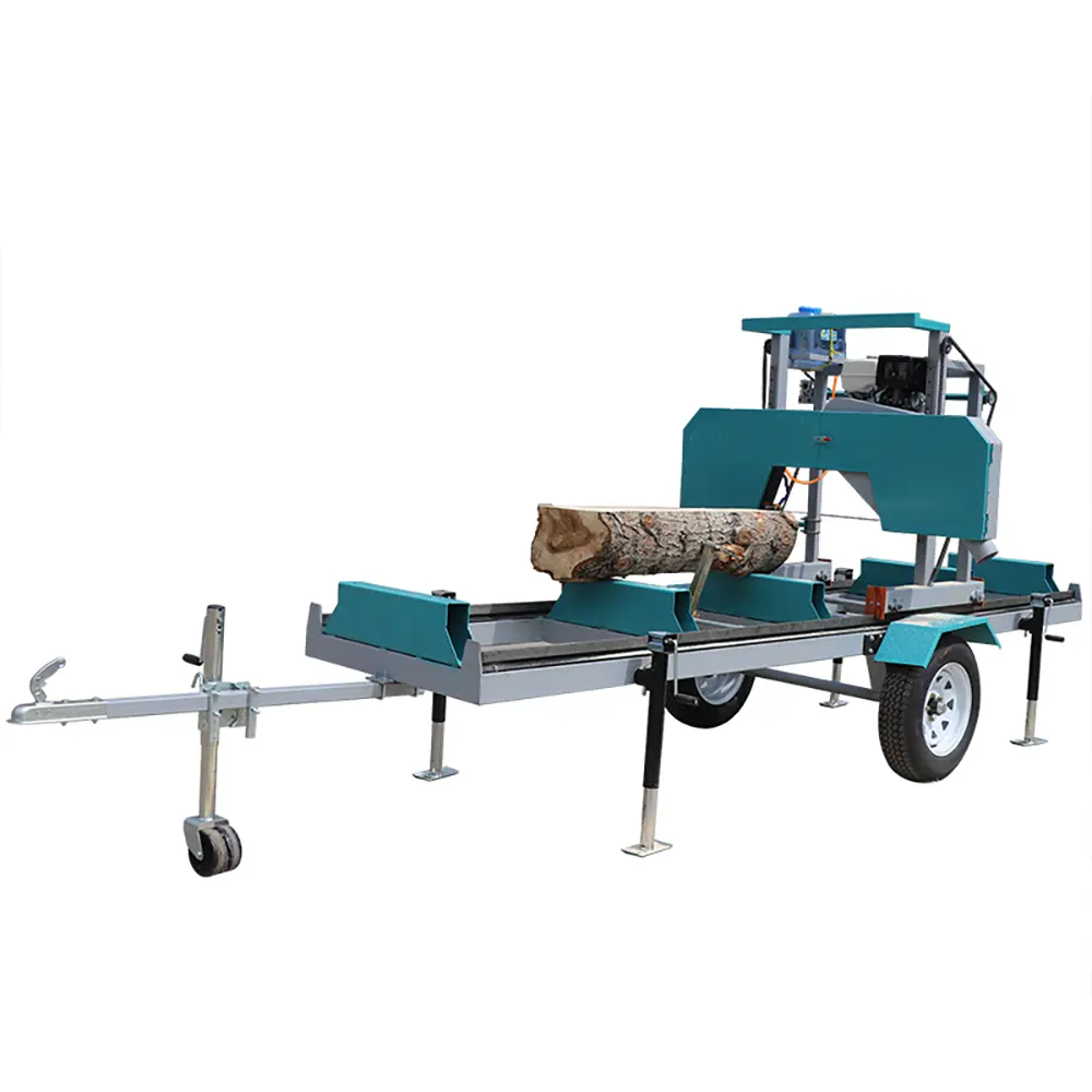 Wood Cutting Machines Gas / Diesel / Electric Portable Wheels Trailer Sawmill,Horizontal Bandsaw Sawm